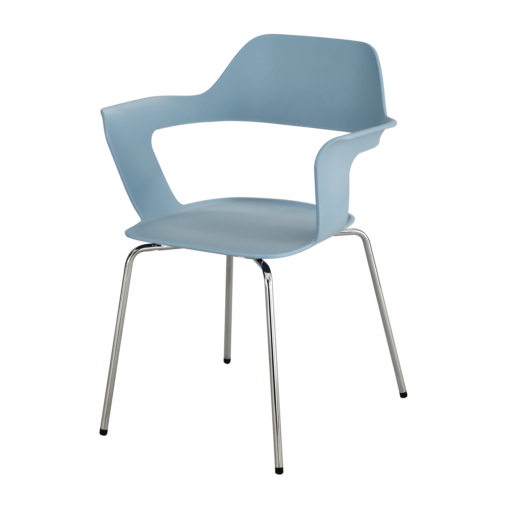Bandi Shell Mid-Century Blue Stack Chair with Steel Frame