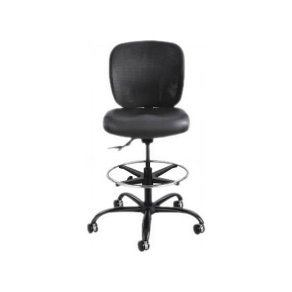 Safco Big and Tall Stool, Heavy Duty Black Vinyl Seat Mesh Back Rated to 400 lbs.