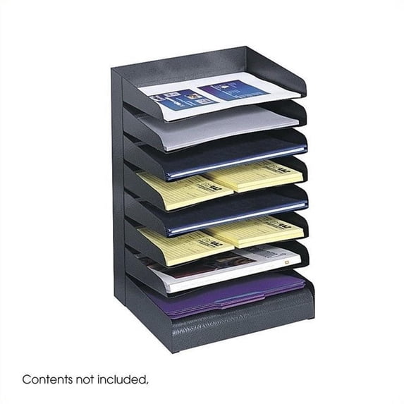 Steel Desk Tray Sorter 8Shelf, Black