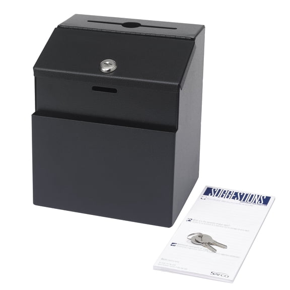 Safco Black Locking Suggestion Box in Black
