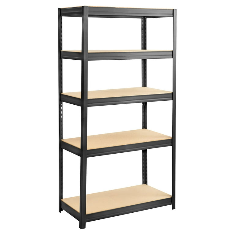 Boltless Steel/Particleboard Shelving, Five-Shelf, 36w x 18d x 72h, Black