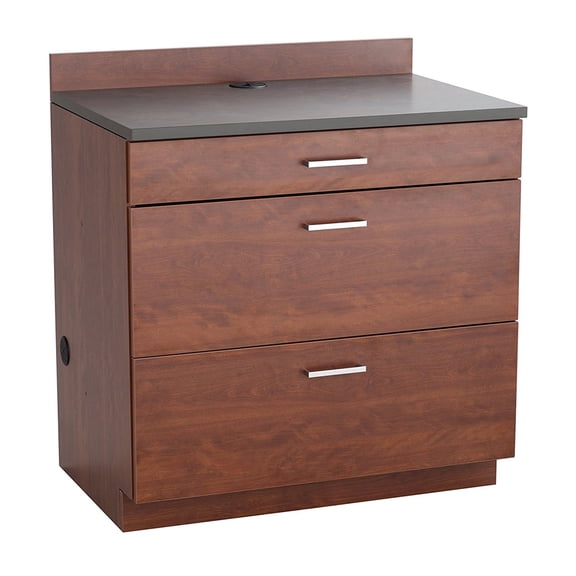 Safco Hospitality Base Cabinet, Three Drawer Rustic Slate/Mahogany