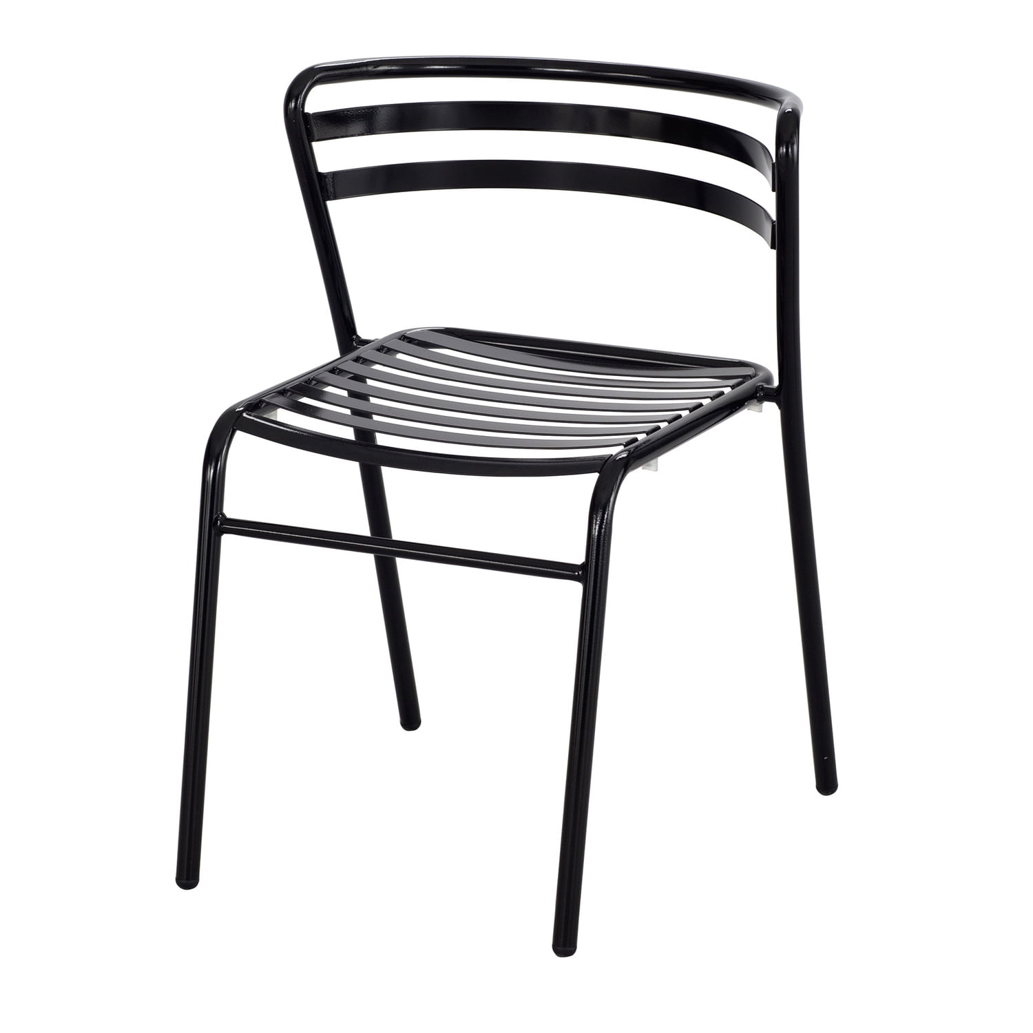 Black Tubular Steel Outdoor/Indoor Stacking Dining Chair