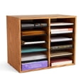 thumbnail image 1 of Safco Compressed Wood 12 Compartments Letter Size Desktop File Organizer, Oak, 1 of 6