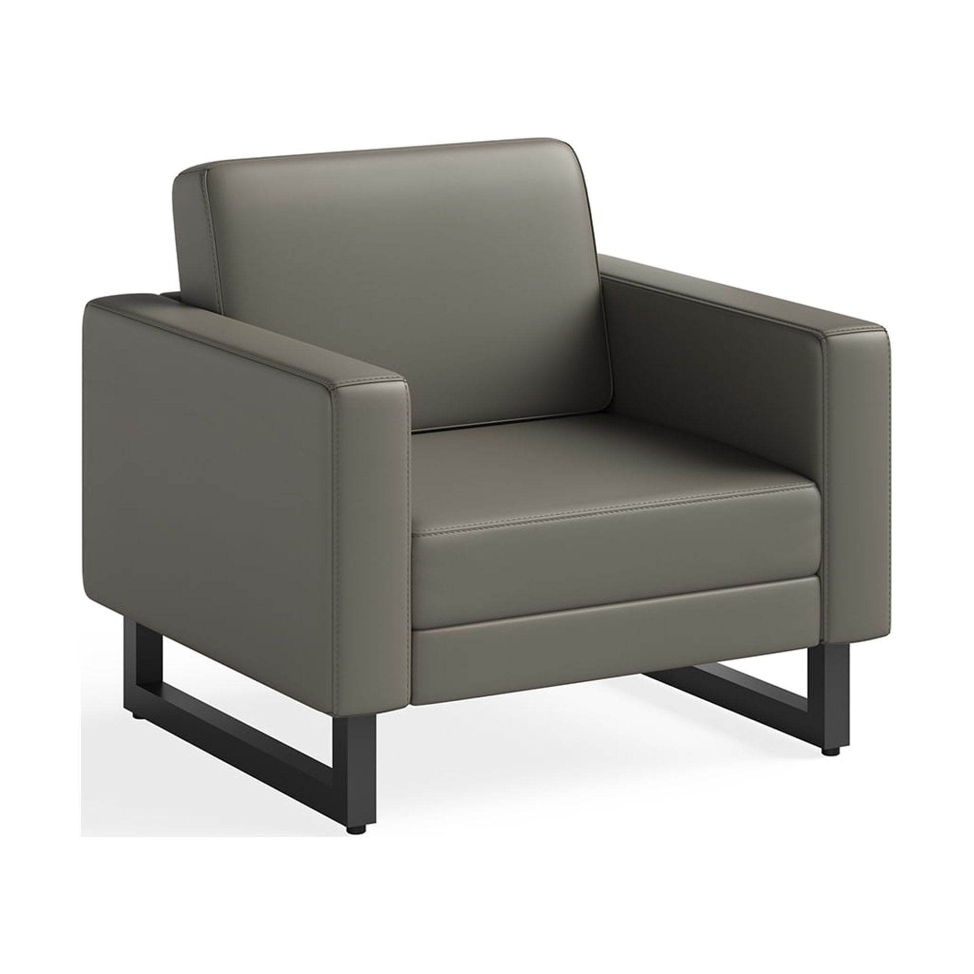 Safco Contemporary Lounge Chair Gray Vinyl with Metal Mirella Leg