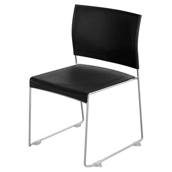 Safco® Currant™ High Density Stacking Chairs, Black/Chrome, Set Of 4