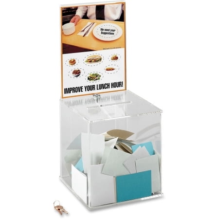 Safco Customizable Locking Acrylic Collection Box 5.75" x 0.50" - 21" Height x 9.3" Width x 9.3" Depth - Clear - Acrylic - 1Each