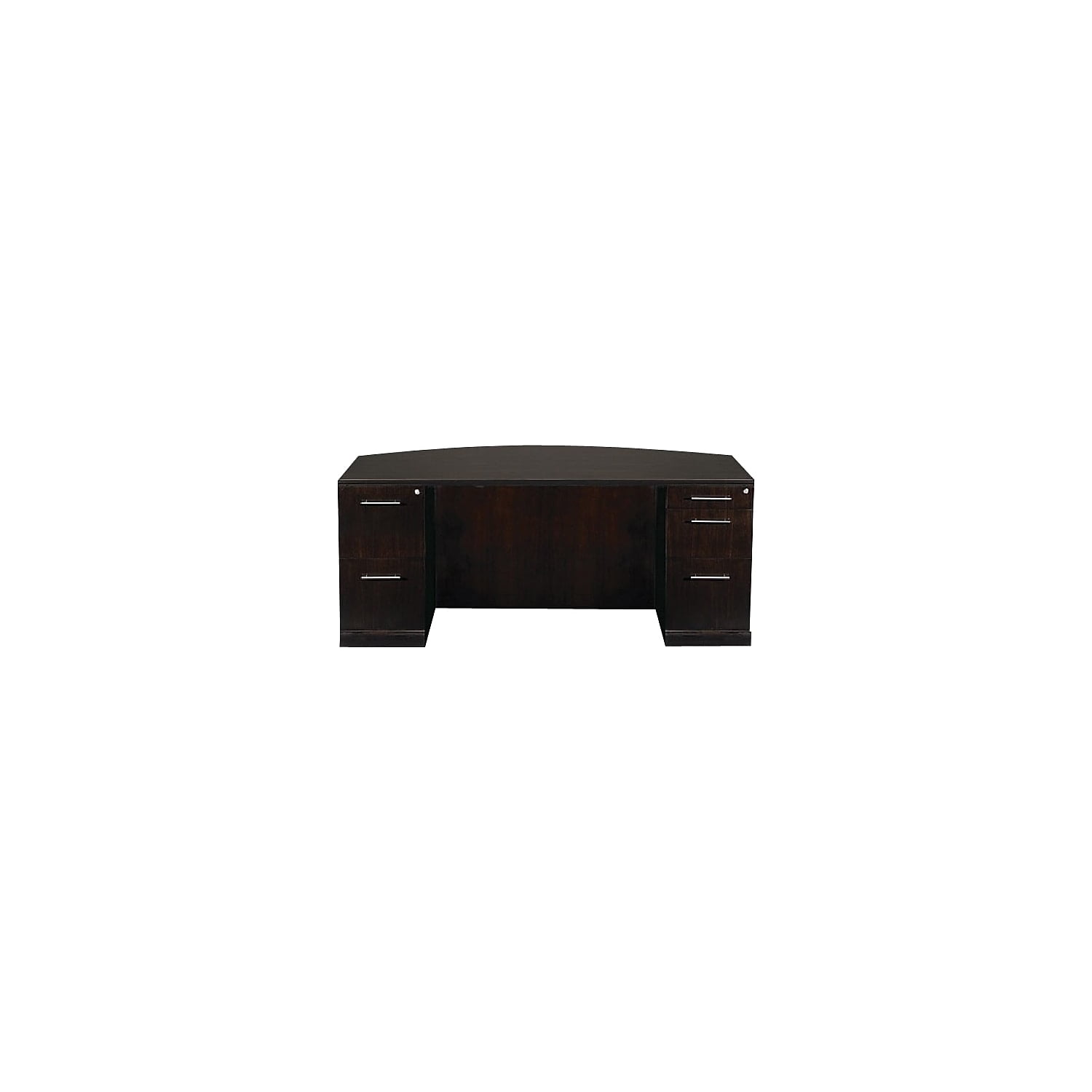Safco DBL Ped Bow Front Desk w/Pencil/Box/File & File/File Ped Espresso ...