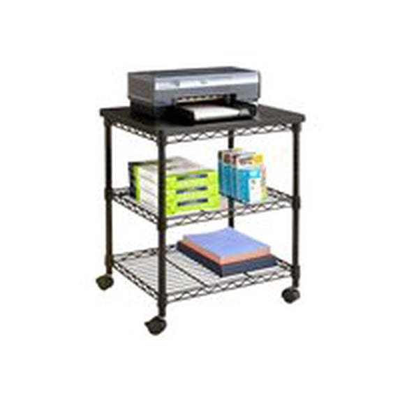 Safco 3-Tier Deskside Printer and Office Supplies Stand with Wheels for Mobile Storage for Home