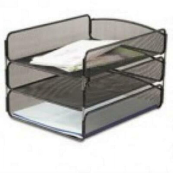 Safco Desk Tray, Three Tiers, Steel Mesh, Letter, Black