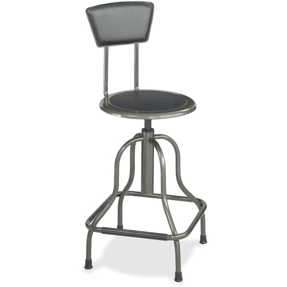 Safco Diesel Industrial Stool with Back, Black Seat/Back, Pewter Base