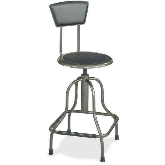 Safco Diesel Industrial Stool with Back, Black Seat/Back, Pewter Base