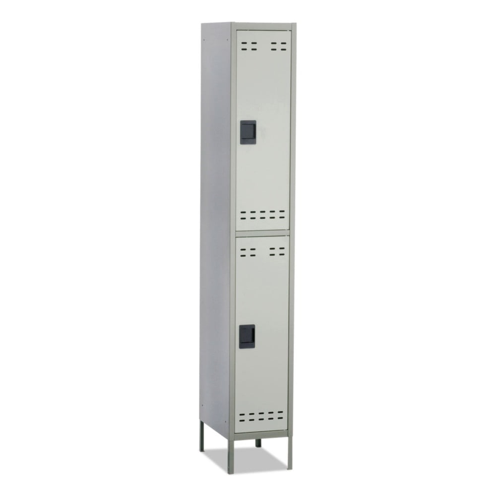 Two-Tone Gray Steel Double-Tier Office Locker