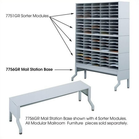 Safco E-Z Sort Metal Satellite Mail Station Base in Gray