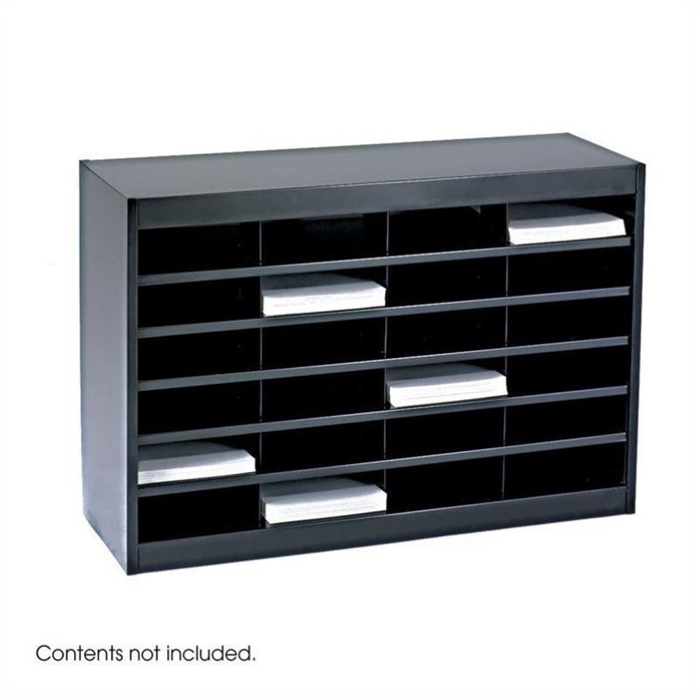 Black Steel 24-Compartment Literature Organizer