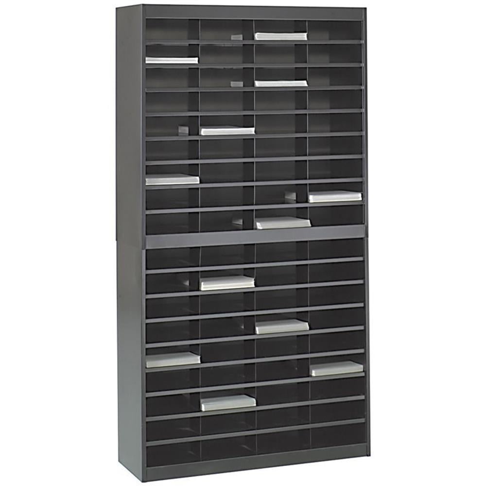 Black Steel 72-Compartment Literature Organizer