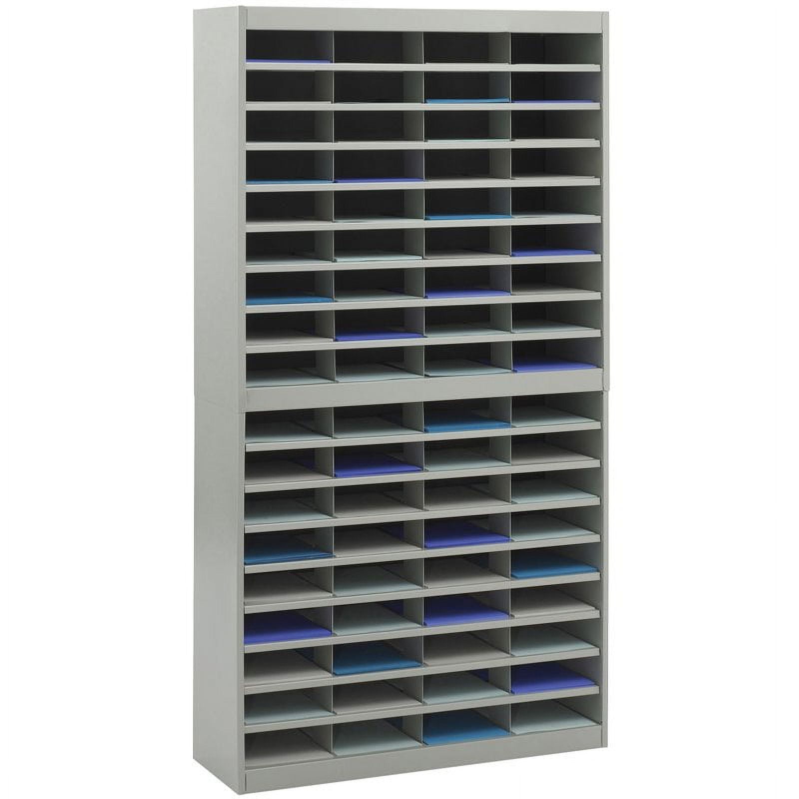 Sturdy Gray Powder-Coated Steel 72-Compartment Organizer