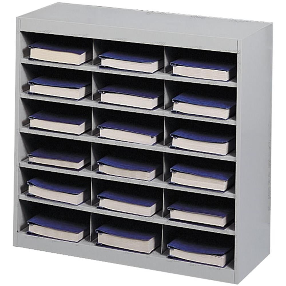 Gray Steel 18-Compartment Floor and Wall Mountable Sorter