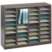 Safco E-Z Stor Mahogany Wood Mail Organizer - 36 Compartments