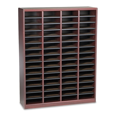 E-Z Stor® Wood Literature Organizer, 60Compartments, Mahogany