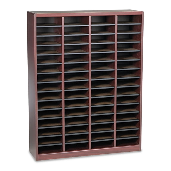 E-Z Stor® Wood Literature Organizer, 60Compartments, Mahogany