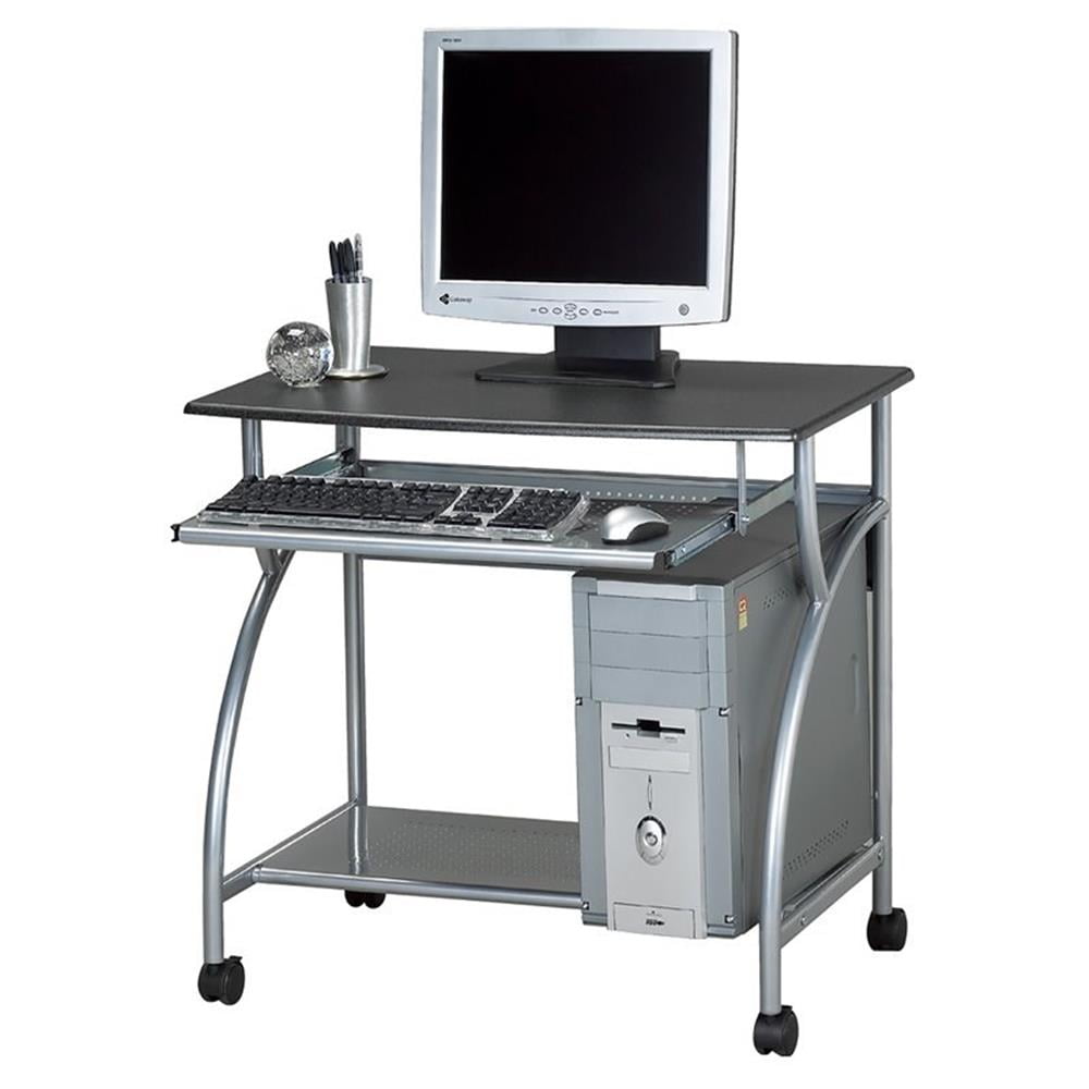 Anthracite Metal Mobile Computer Cart with Keyboard Tray