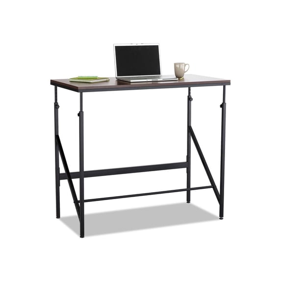 Safco Standing Height Adjustable Desk, Walnut/Black Office Desk, Gaming Station, Craft Table