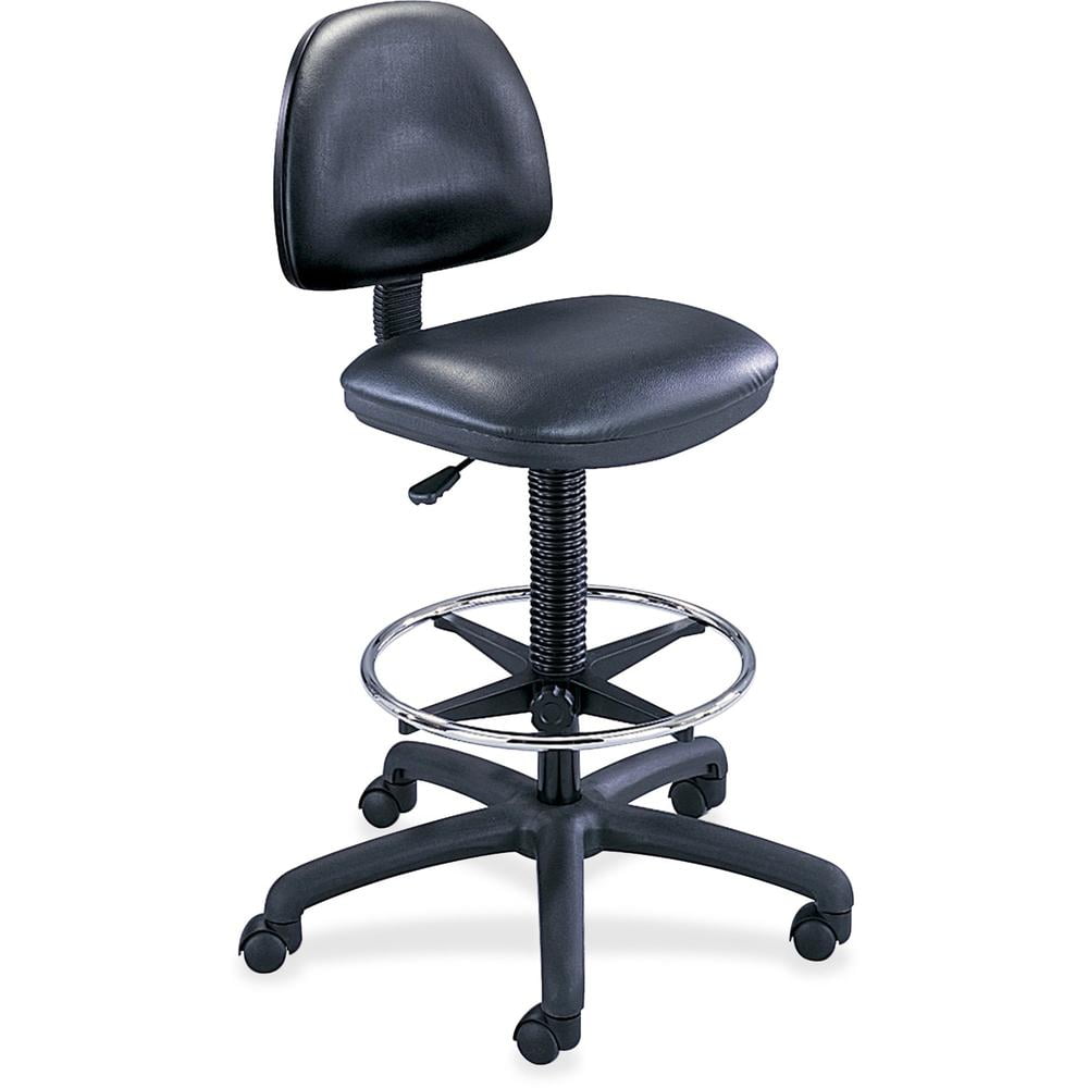 Safco Fabric Swivel and Adjustable Footring Drafting Chair, Black