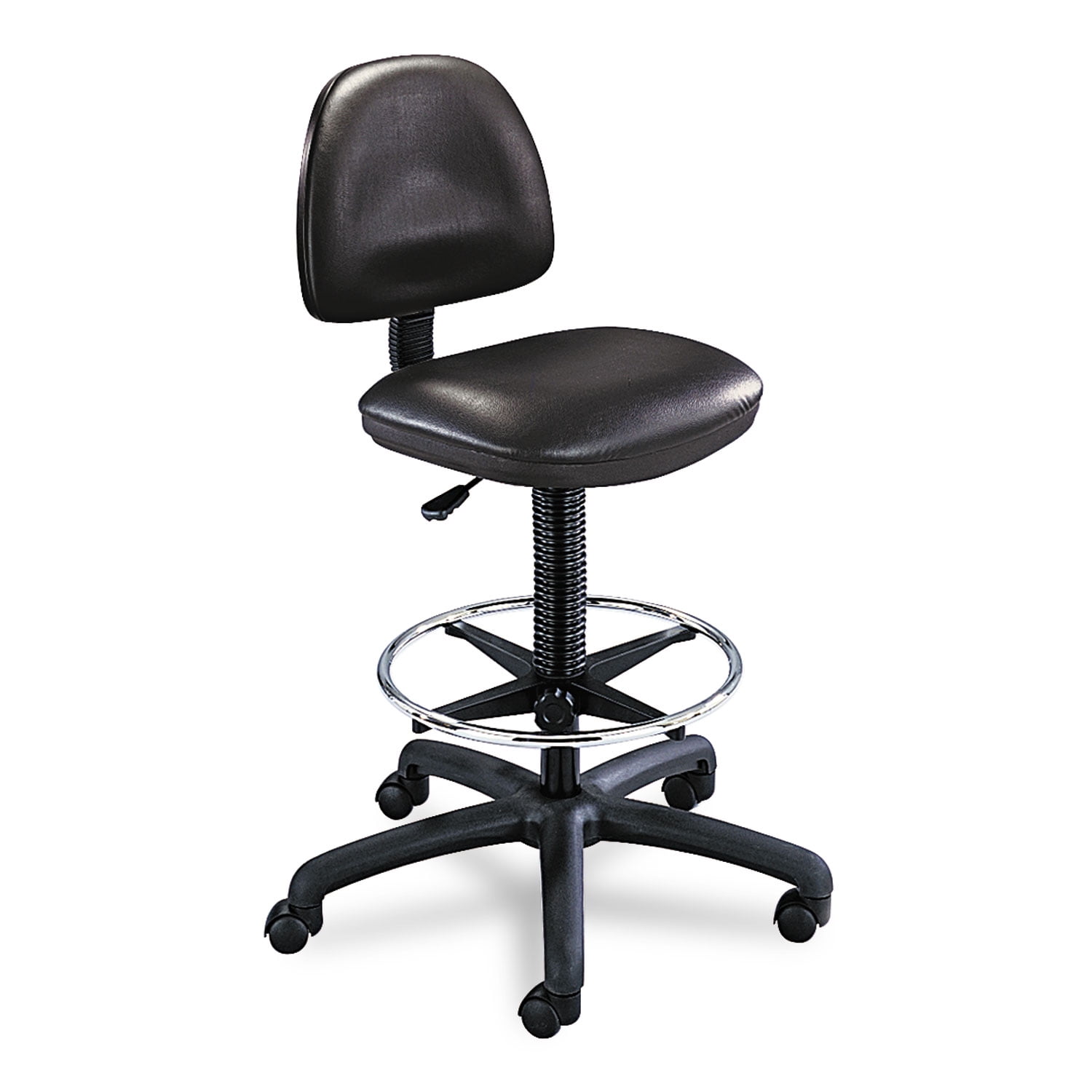 Safco Fabric Swivel and Adjustable Footring Drafting Chair, Black