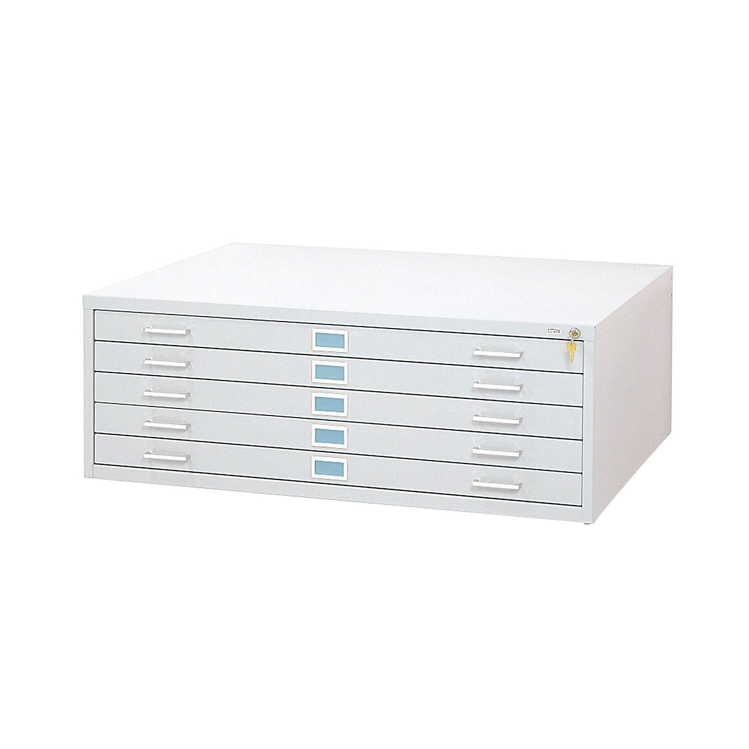 White Steel 5-Drawer Lockable Flat File Cabinet