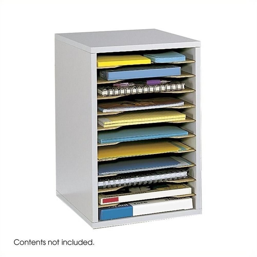 Gray 11-Compartment Vertical Desktop Organizer