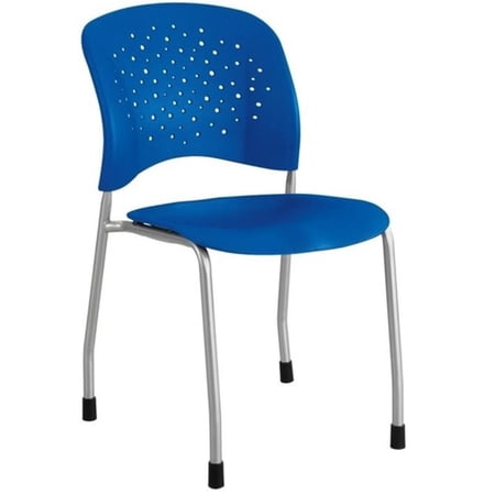 Safco Reve Modern Plastic Guest Chair with Straight Legs in Blue (Set of 2)