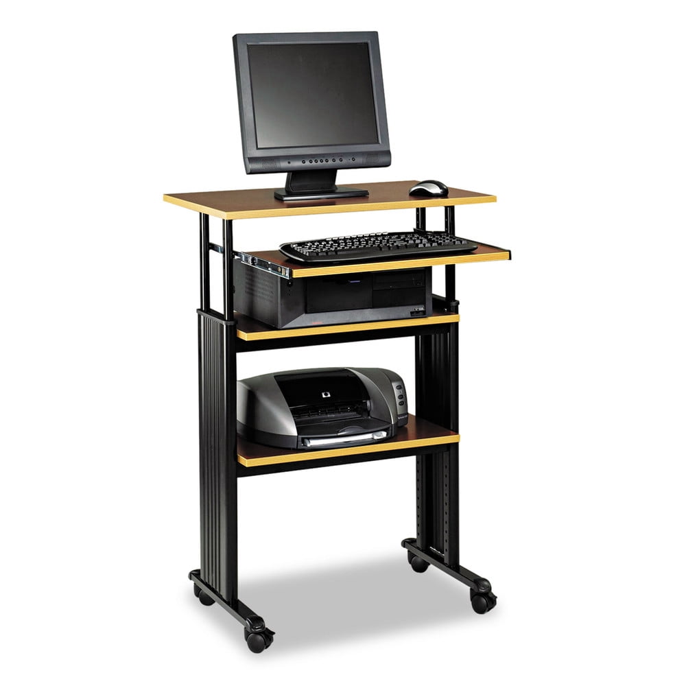 Sleek Black Adjustable Steel Workstation with Lockable Casters