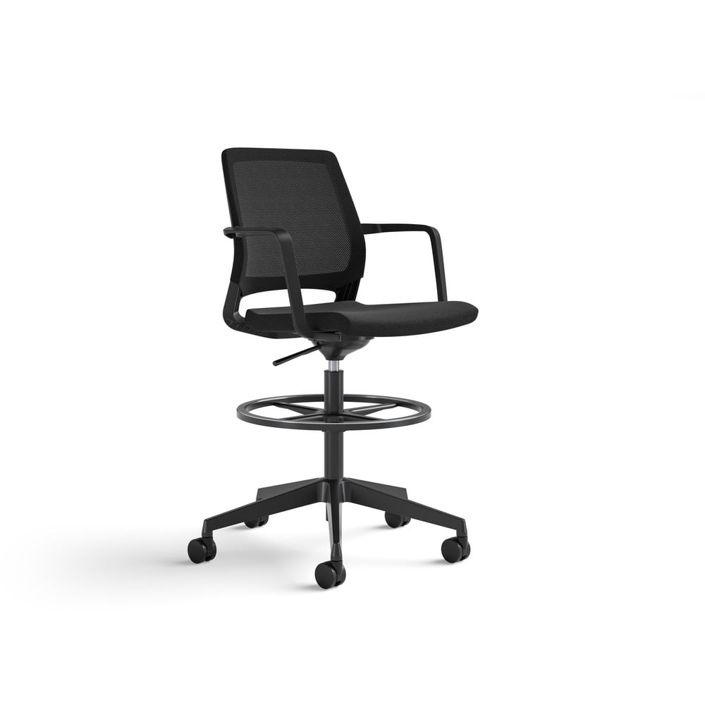 Black Mesh Swivel Drafting Chair with Plastic Frame