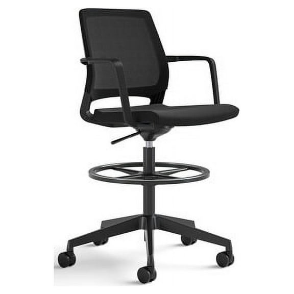 Safco Medina Extended Height Office Chair - 18" x 18" x 33" Seat, 18"16" Back, 28" x 28" x 48" Chair - Finish: Brushed Aluminum, Black | Bundle of 10 Cartons