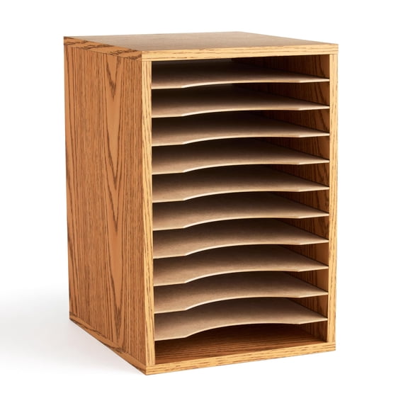 Safco Medium Oak 11 Compartment Vertical Desk Top Sorter
