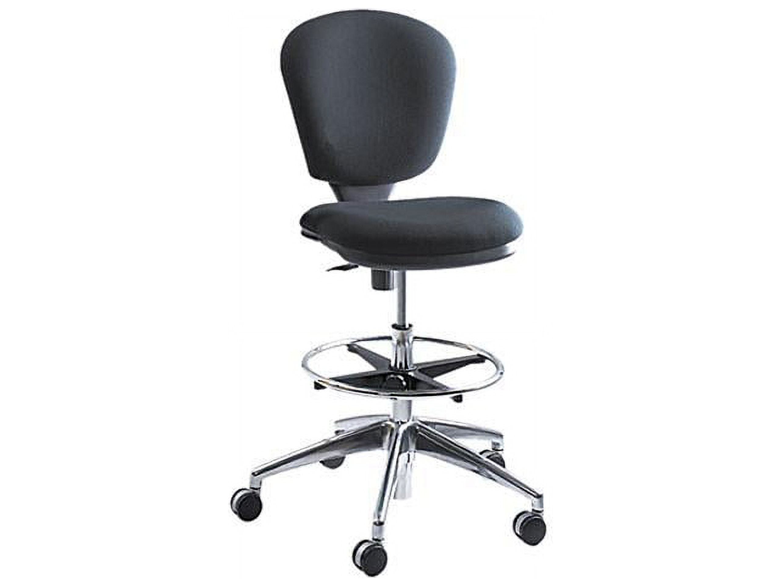 Black Adjustable Vinyl and Fabric Swivel Drafting Chair with Metal Frame