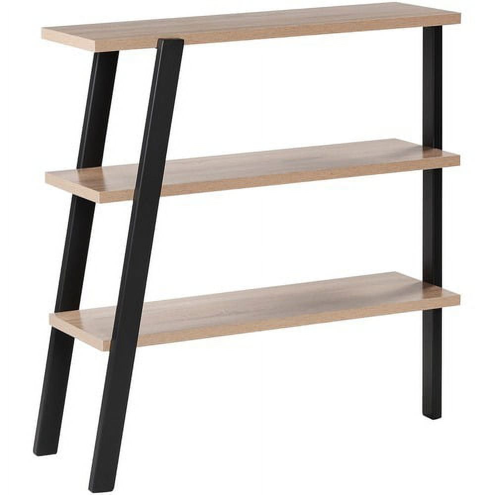 Mirella Sand Dune 3-Shelf Ladder Bookcase with Black Accents