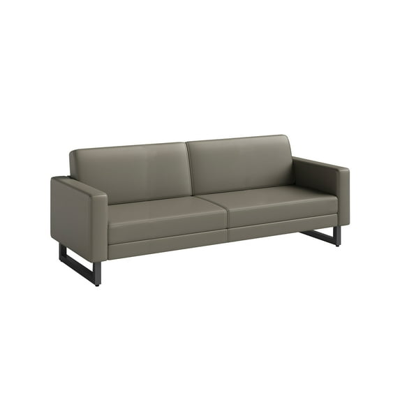Safco Mirella Gray Lounge Sofa, Square Black Metal Legs, Adult