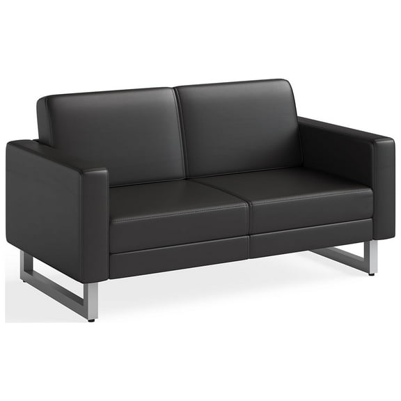Safco Mirella Lounge Settee Black Vinyl, Adult