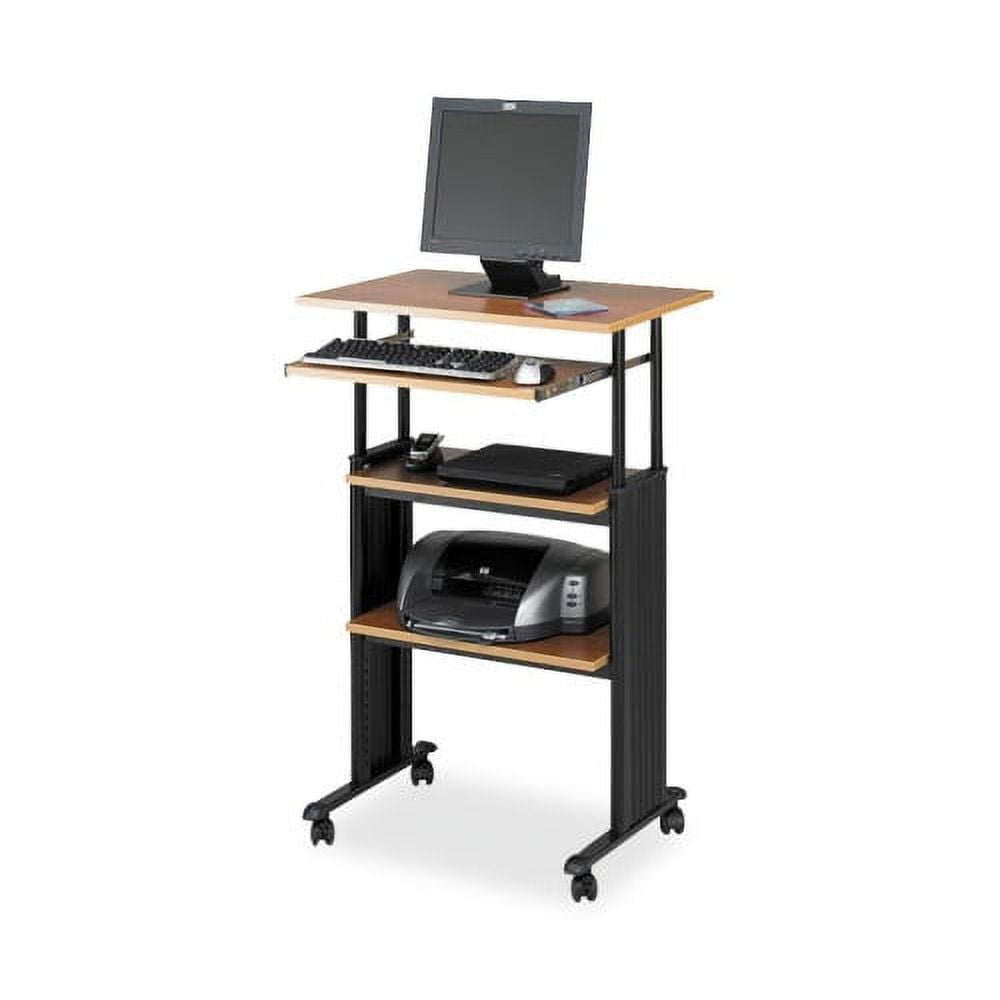 Medium Oak Adjustable Height Stand-Up Desk with Keyboard Tray