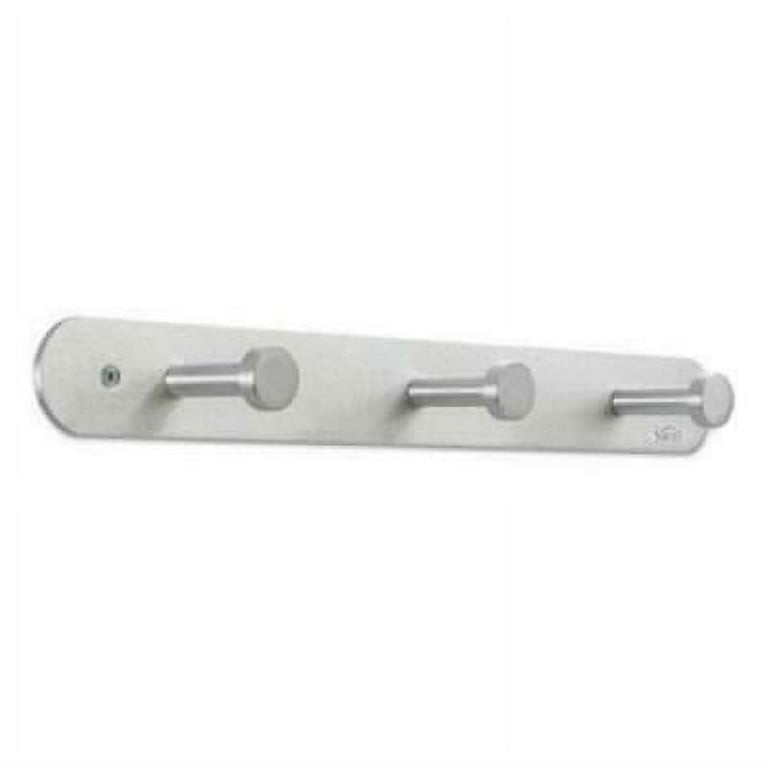 Nail Head Wall Coat Rack, Three Hooks, Metal, 18w x 2.75d x 2h, Satin Nail Head Wall Coat Rack, Three Hooks, Metal, 18w x 2.75d x 2h, Satin