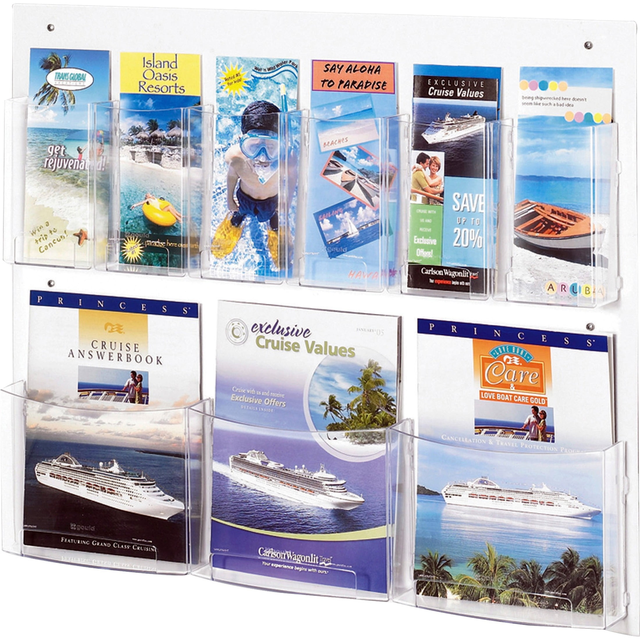 Clear Wall Mounted Plastic Magazine and Pamphlet Rack