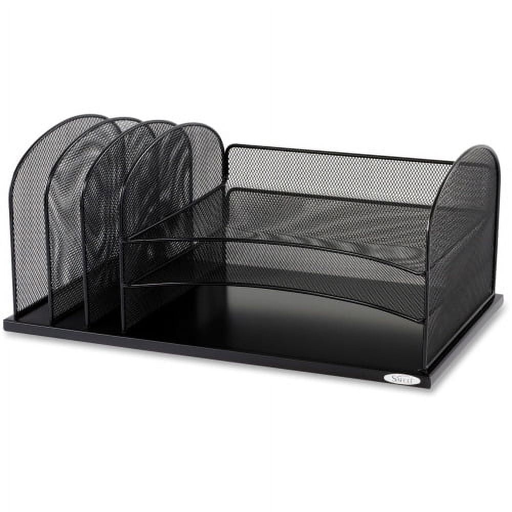 Safco Onyx Breakroom Organizers, 3 Compartments, 14.625X11.75X15, Steel Mesh, Black