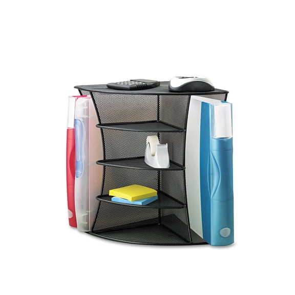 Safco Onyx Black Mesh Desk Corner Organizer