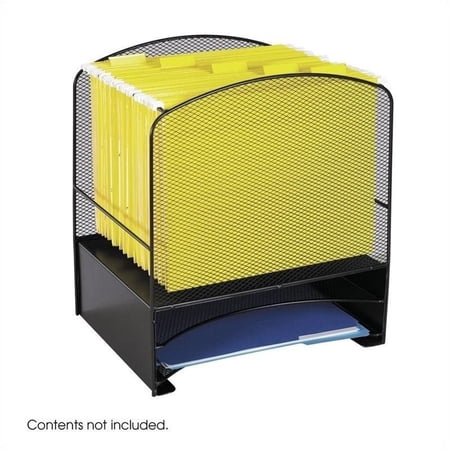 Safco Onyx Black Mesh Desk Organizer with 2 Horizontal Sorters