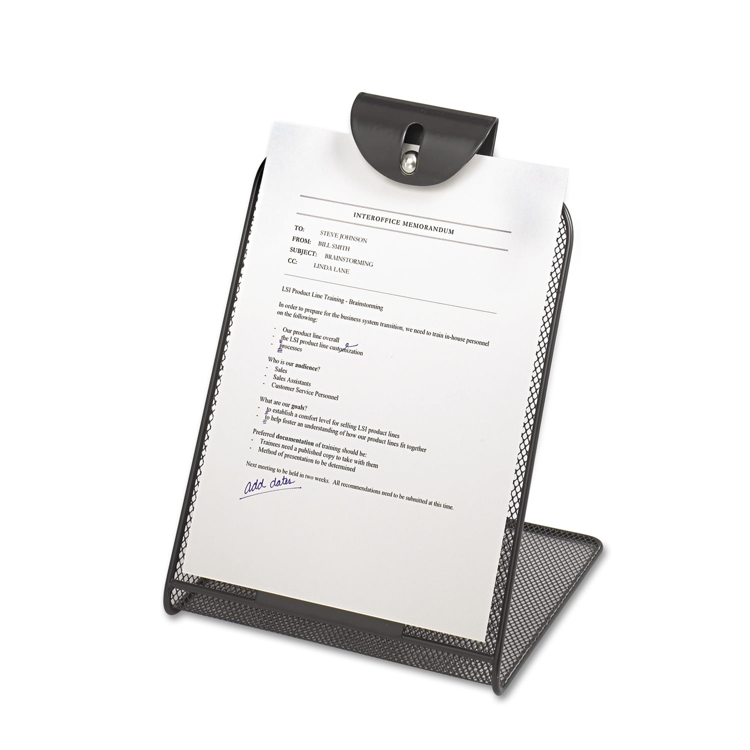 Safco Onyx Mesh Copyholder w/Steel Ball Fastener, Black SAF2158BL