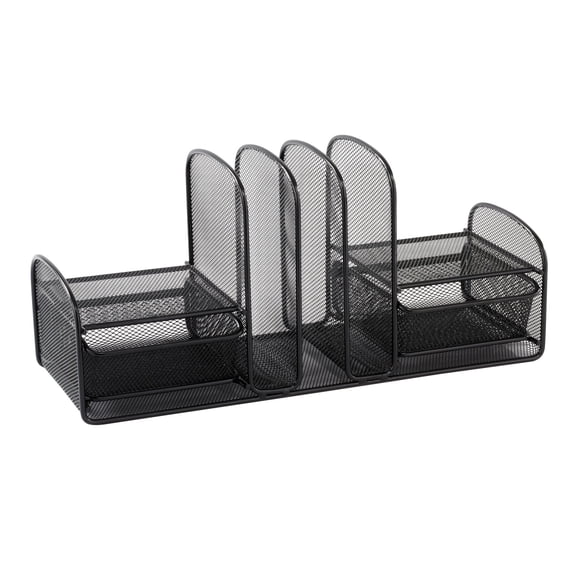 Safco Onyx Mesh Desk Organizer, Steel Mesh, 17 x 6.75 x 7.75, Black
