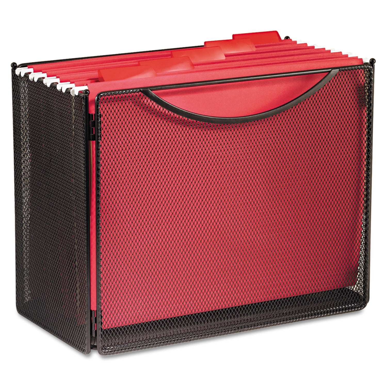 Black Steel Mesh Desktop File Organizer with Handles