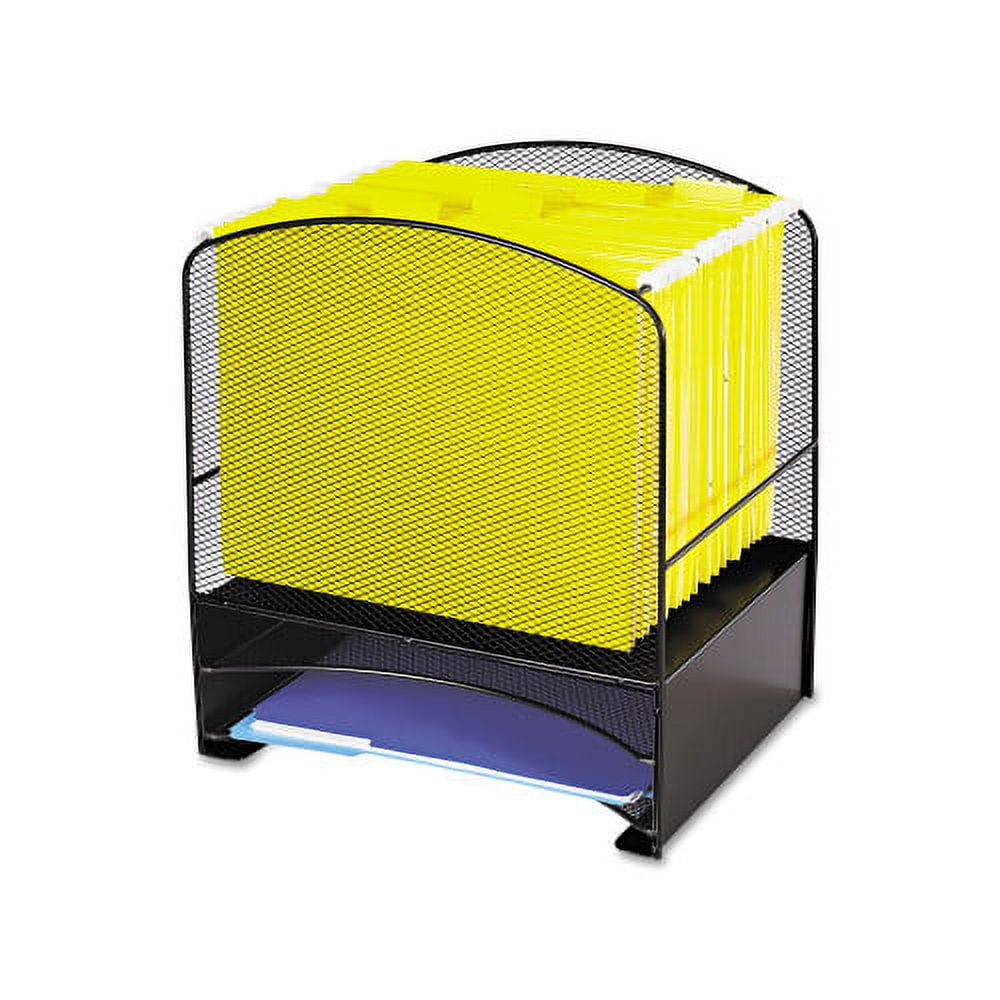 Onyx Mesh Desktop Hanging File With Two Horizontal Trays, 3 Sections, Letter Size, 10.75 Onyx Mesh Desktop Hanging File With Two Horizontal Trays, 3 Sections, Letter Size, 10.75